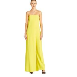 Halston Lil Crepe Jumpsuit in Bright Yellow Plus Size 16